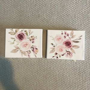 Set of 2 floral canvas wall art prints